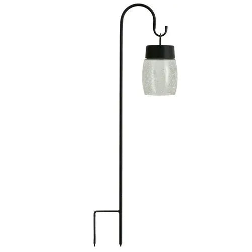 Berkeley Jensen 4 Pack Hanging Solar Lights with Shepherd Hooks, Crackle Glass Ball Design by Outdoor Solar Outlet