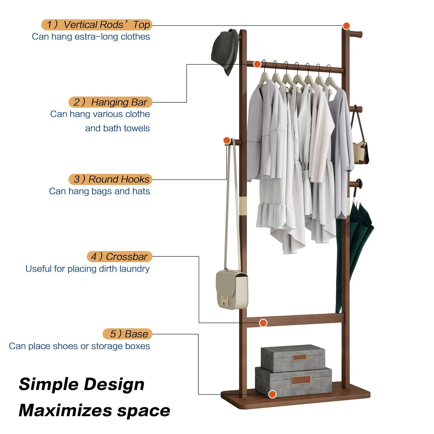 Solid Wood Simple Hat Rack by Unique Piece Furniture