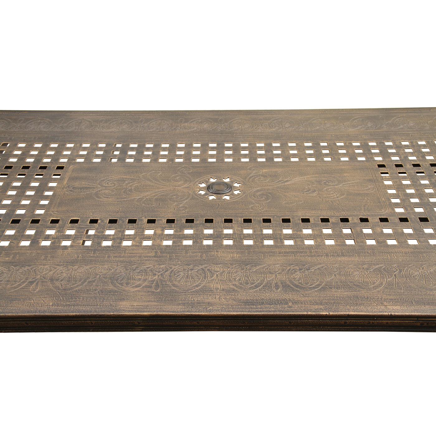 Traditional Outdoor Aluminum 95-in Rectangle Large Patio Dining Table by Sharicks