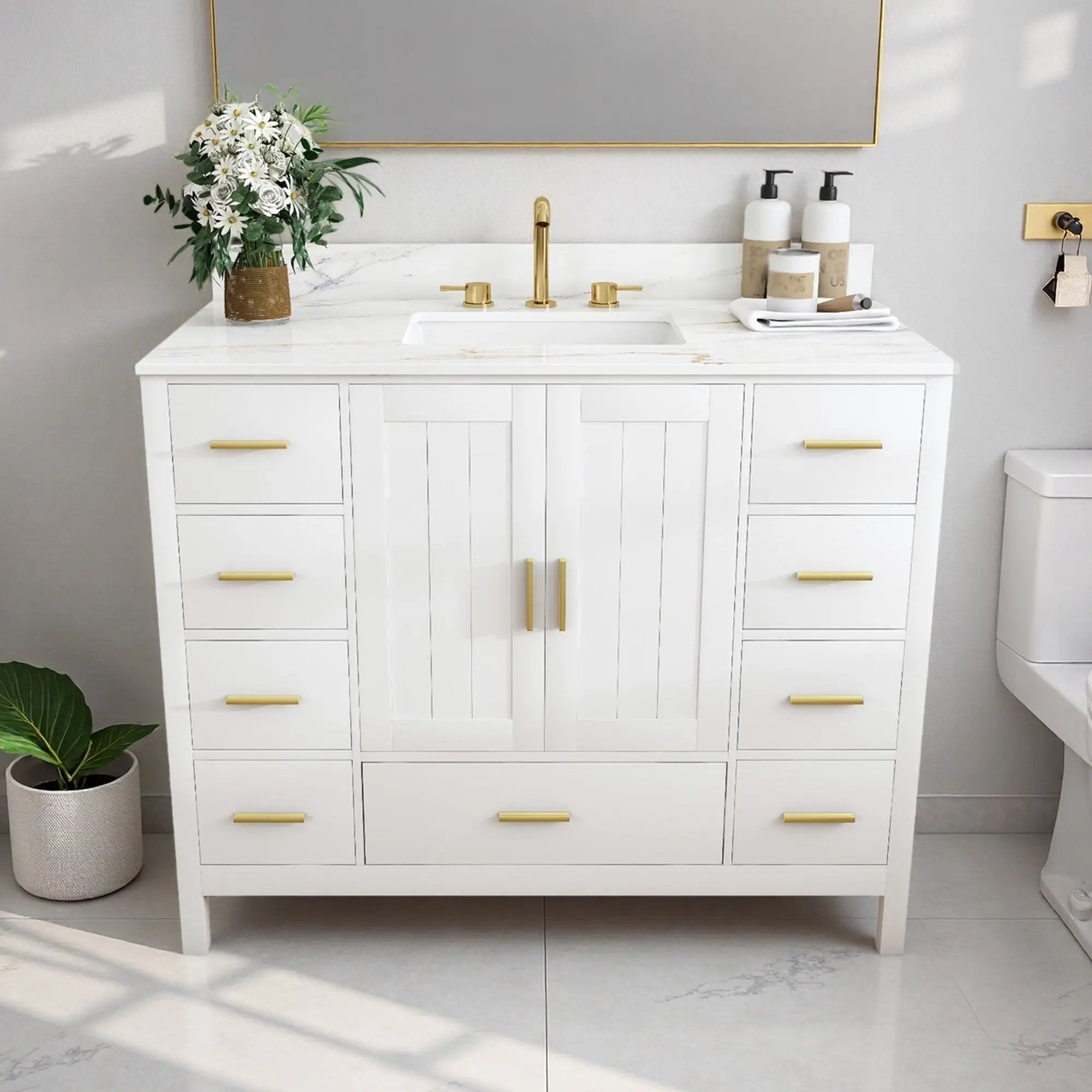 42" Modern Solid Wood Bathroom Vanity with Sink by HouseOfZazla