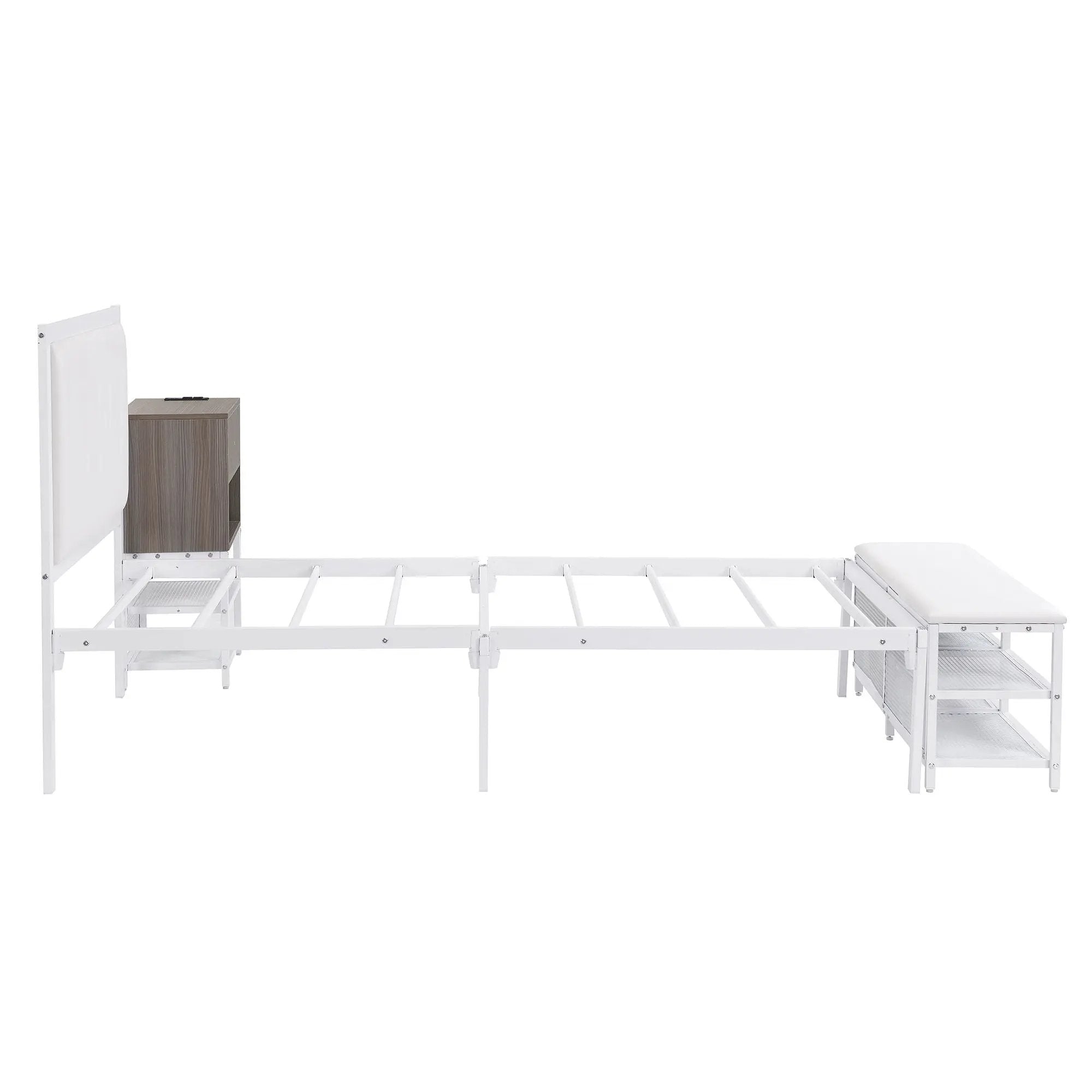 Platform Bed With 2 Tier Storage Shelves, Storage Cabinet by Unique Piece Furniture