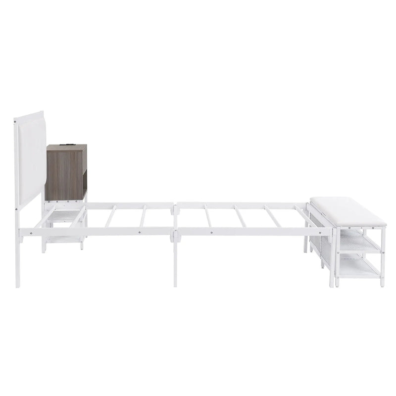 Platform Bed With 2 Tier Storage Shelves, Storage Cabinet by HouseOfZazla