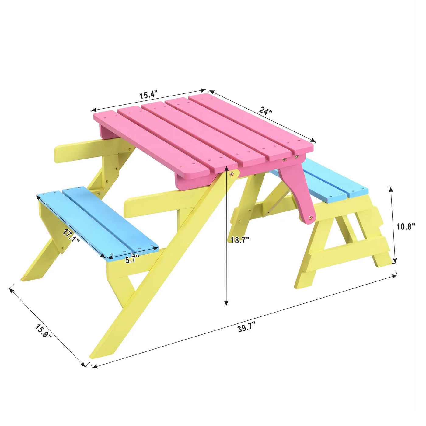 Kids Multi-Functional Arm Chair, Table With 2 Benches All-In-One Set by Unique Piece Furniture