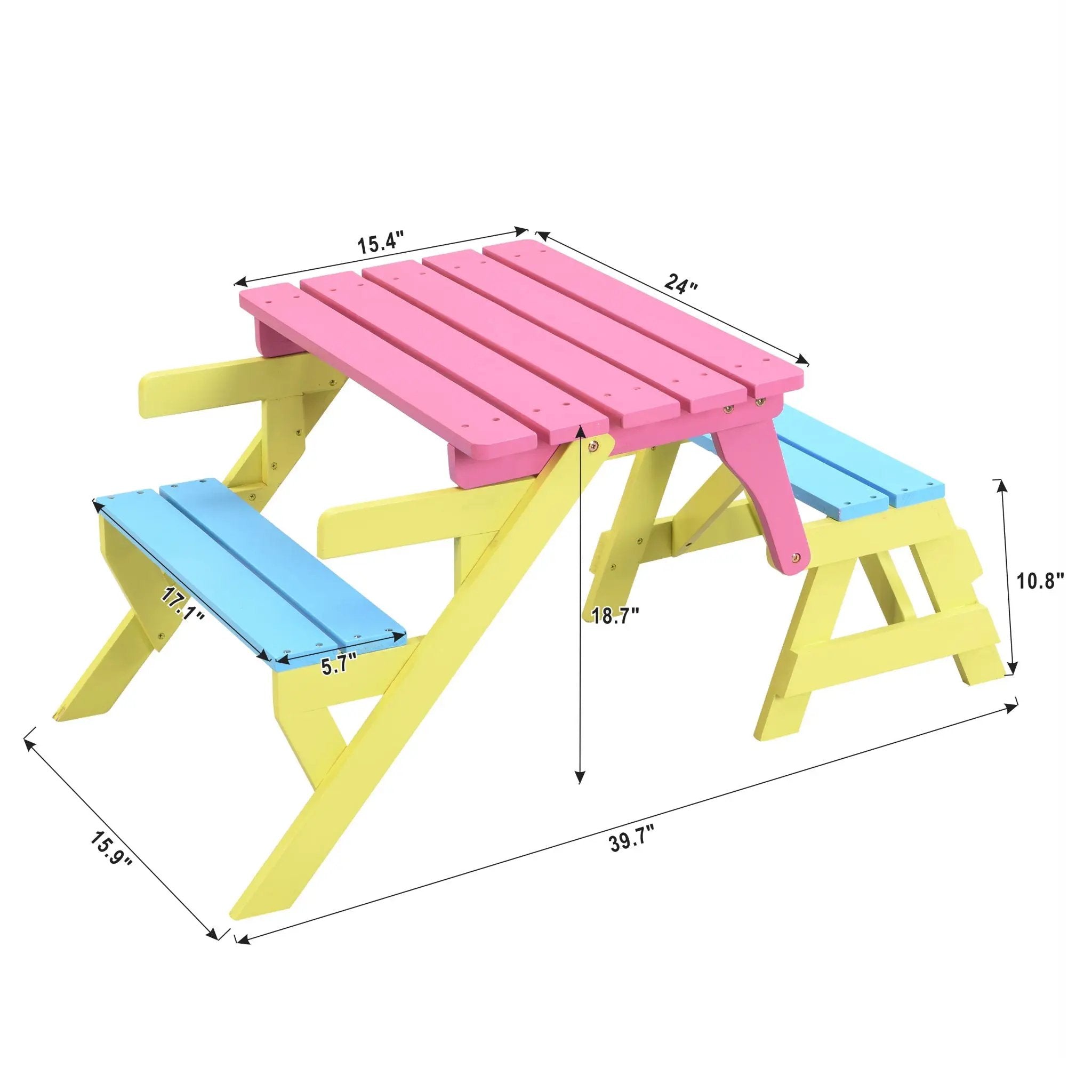 Kids Multi-Functional Arm Chair, Table With 2 Benches All-In-One Set by Unique Piece Furniture