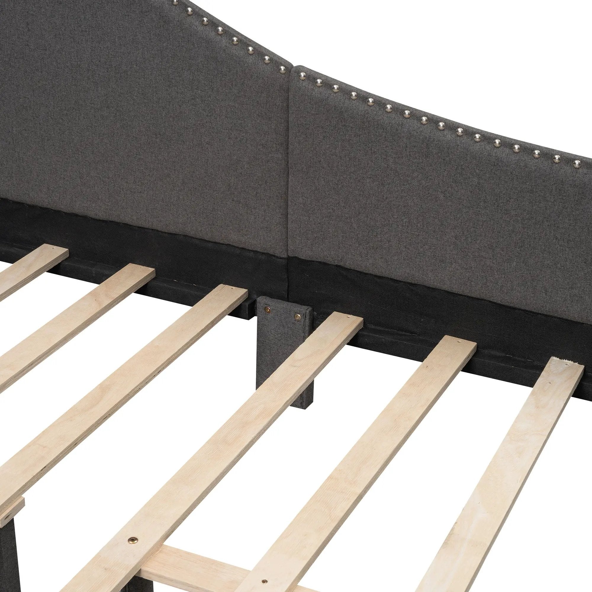 Upholstered Daybed With Headboard And Armrest, Support Legs by HouseOfZazla