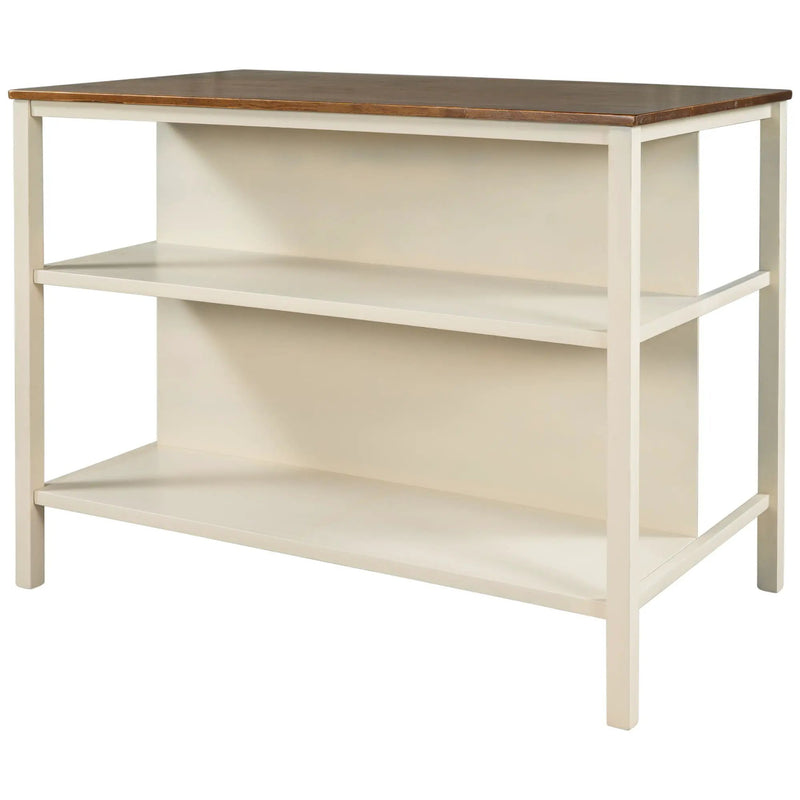 Rustic 3 Piece Stationary Kitchen Island Set With 2 Seatings, With 2 Open Shelves by HouseOfZazla