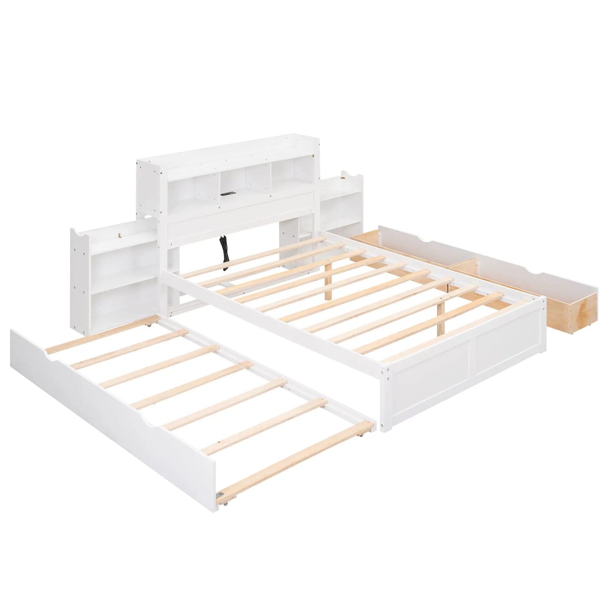Storage Platform Bed With Pull Out Shelves, Trundle, And 2 Drawers by HouseOfZazla