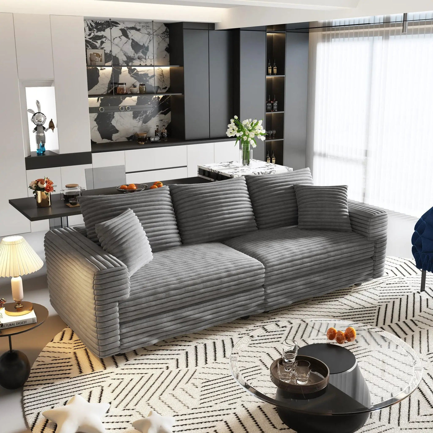 Convertible Deep Seat Sofa With Soft Pillows And Ottomans by HouseOfZazla