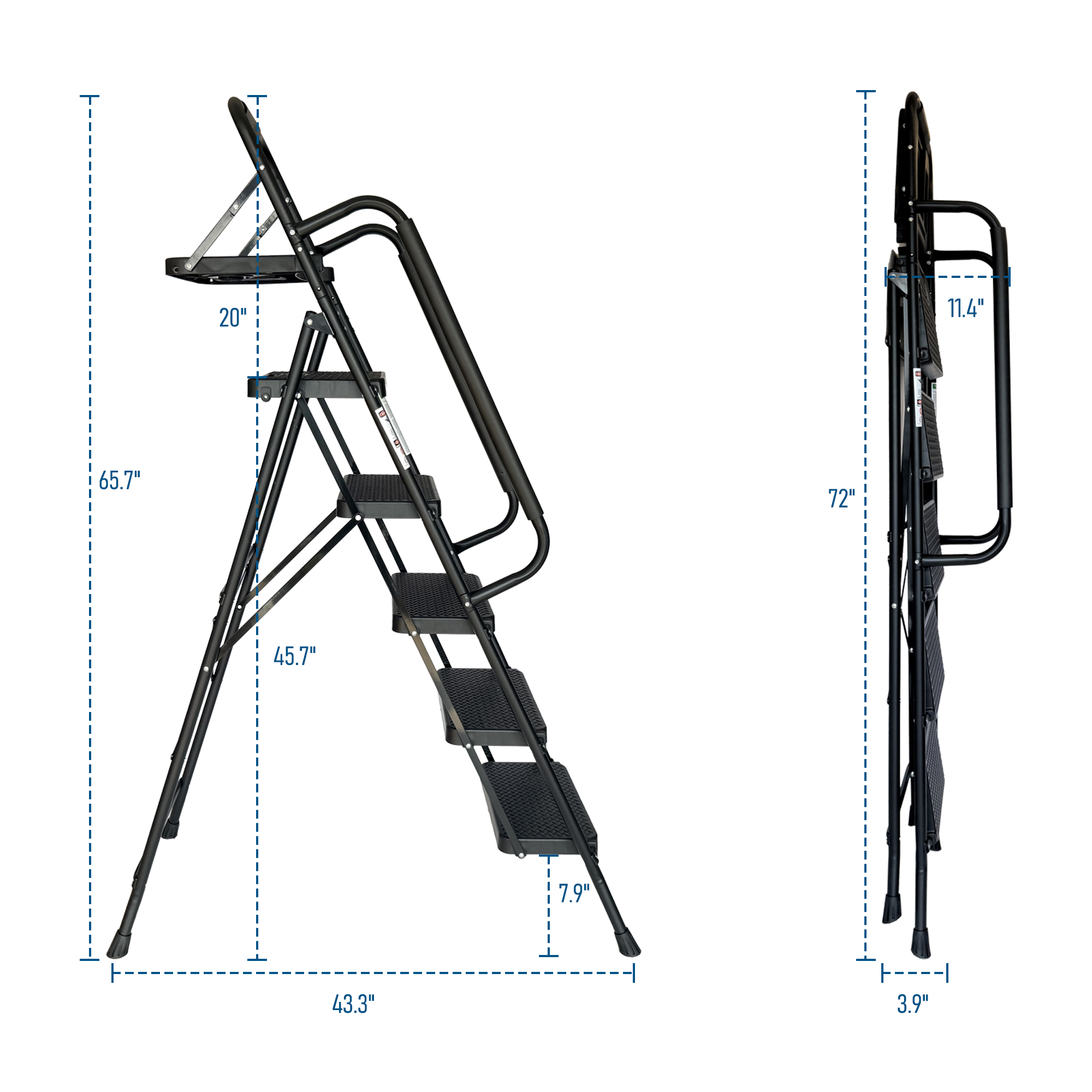 Folding Step Ladder with Wide Anti-Slip Pedal by HouseOfZazla