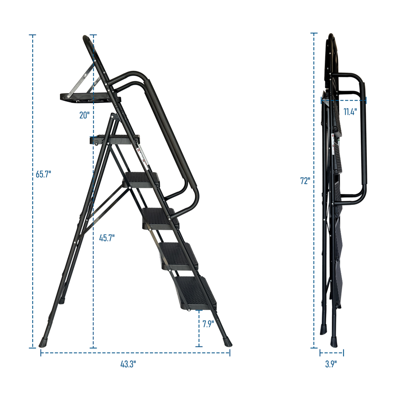 Folding Step Ladder with Wide Anti-Slip Pedal by HouseOfZazla