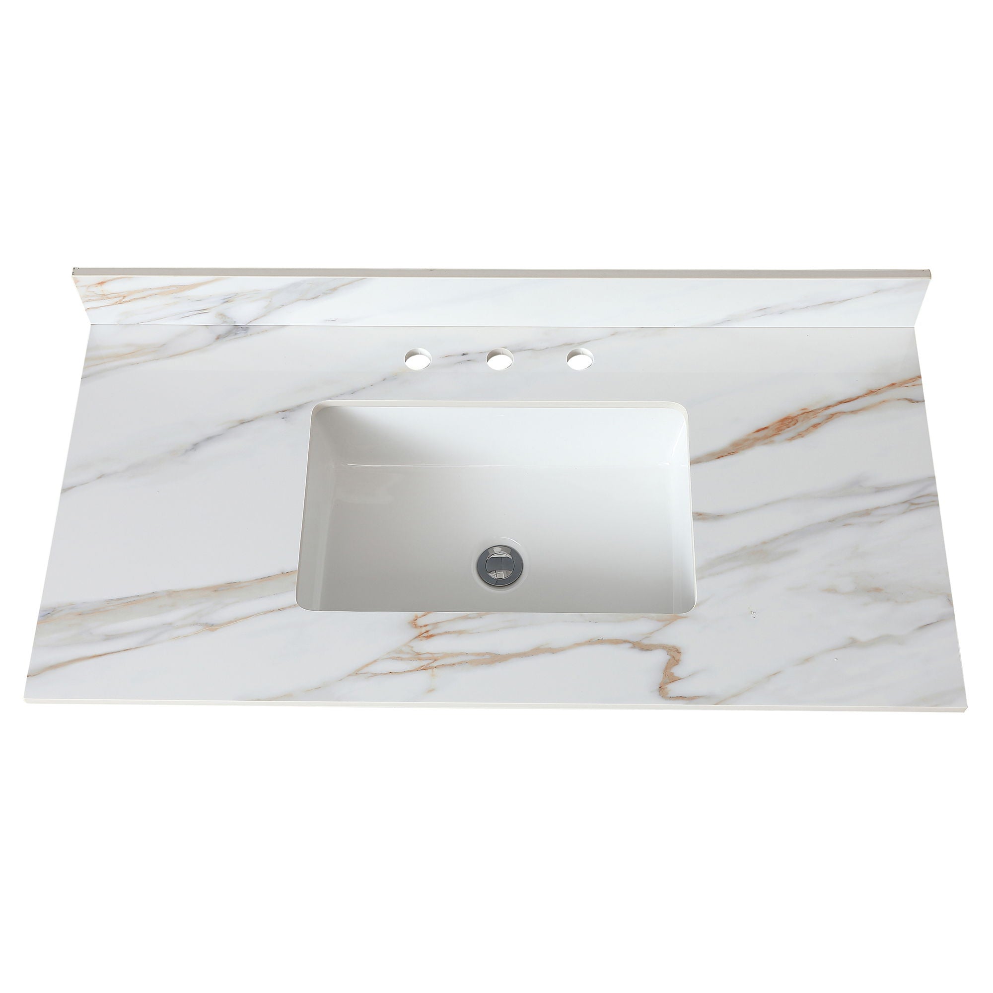 Vanity Top With Undermount Sink And Backsplash, Sintered Stone by HouseOfZazla