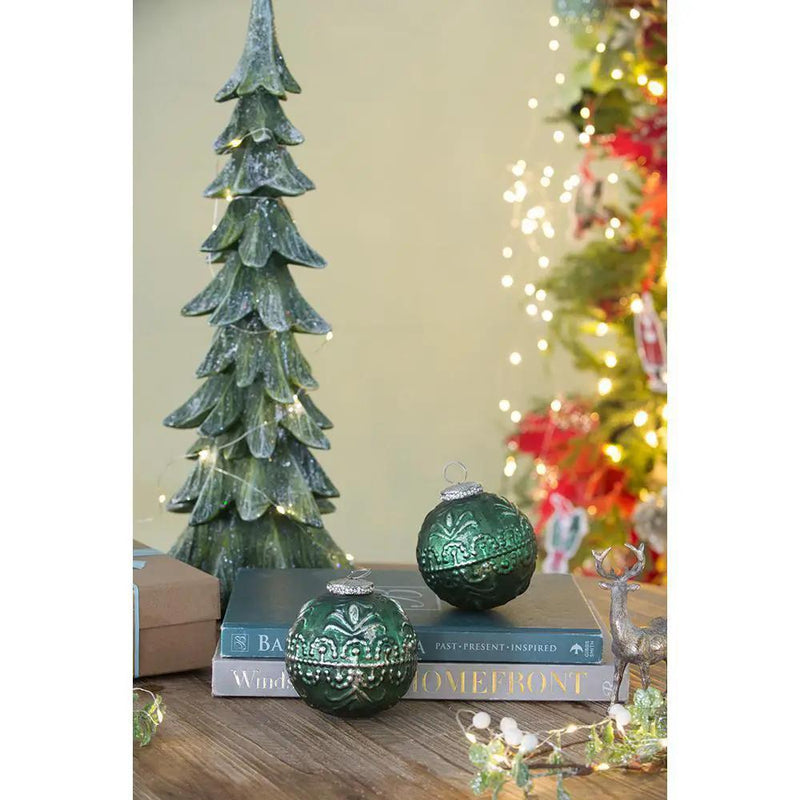 Christmas Ball Ornaments, Glass Decorative Hanging Ball Christmas Tree Ornaments, For Holiday Party Decorations (Set of 6) - Green by HouseOfZazla