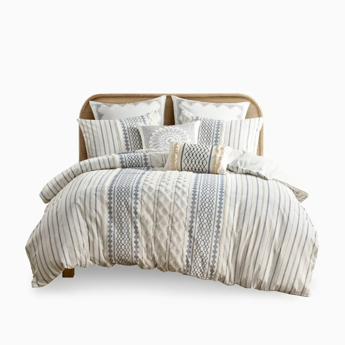 King/Cal King Cotton Printed Duvet Cover Set with Chenille by HouseOfZazla