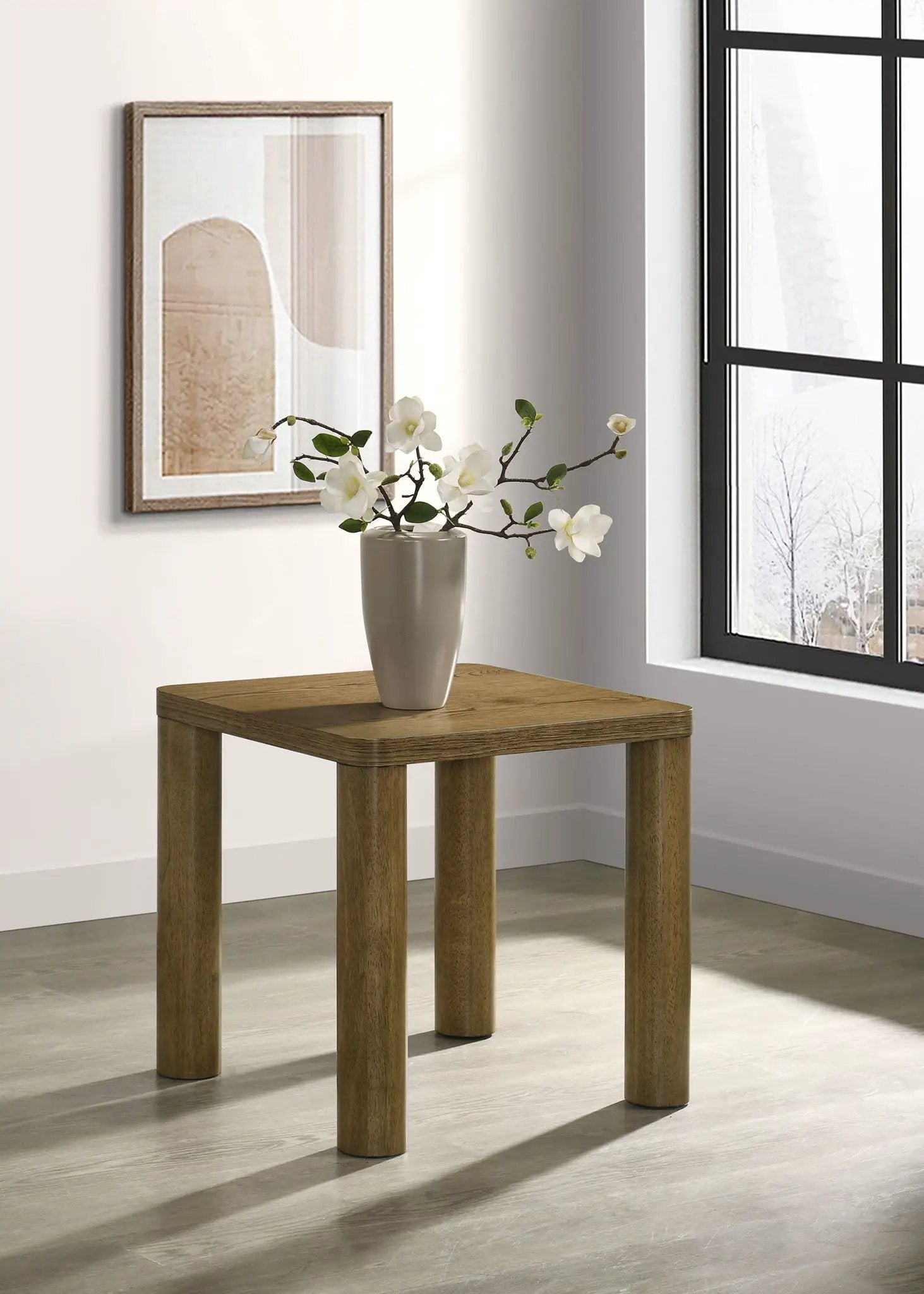 Castlewood Engineered Wood Accent Side End Table Brown Oak by Unique Piece Furniture