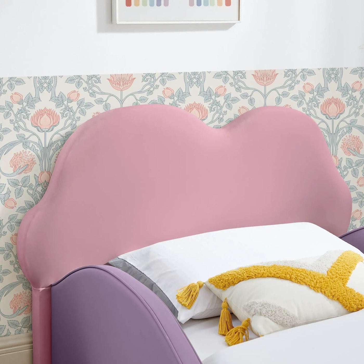 Cute Cloud Shape Bed With Guardrails Cartoon Design, Storage Pocket by Unique Piece Furniture