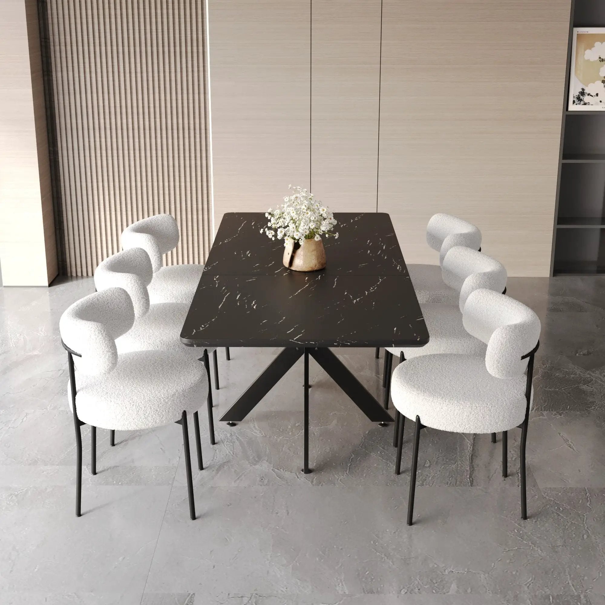 Extendable Dining Table Set With Curved Backrest Upholstered Chairs by HouseOfZazla