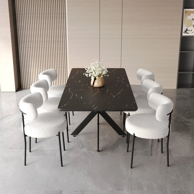 Extendable Dining Table Set With Curved Backrest Upholstered Chairs by HouseOfZazla