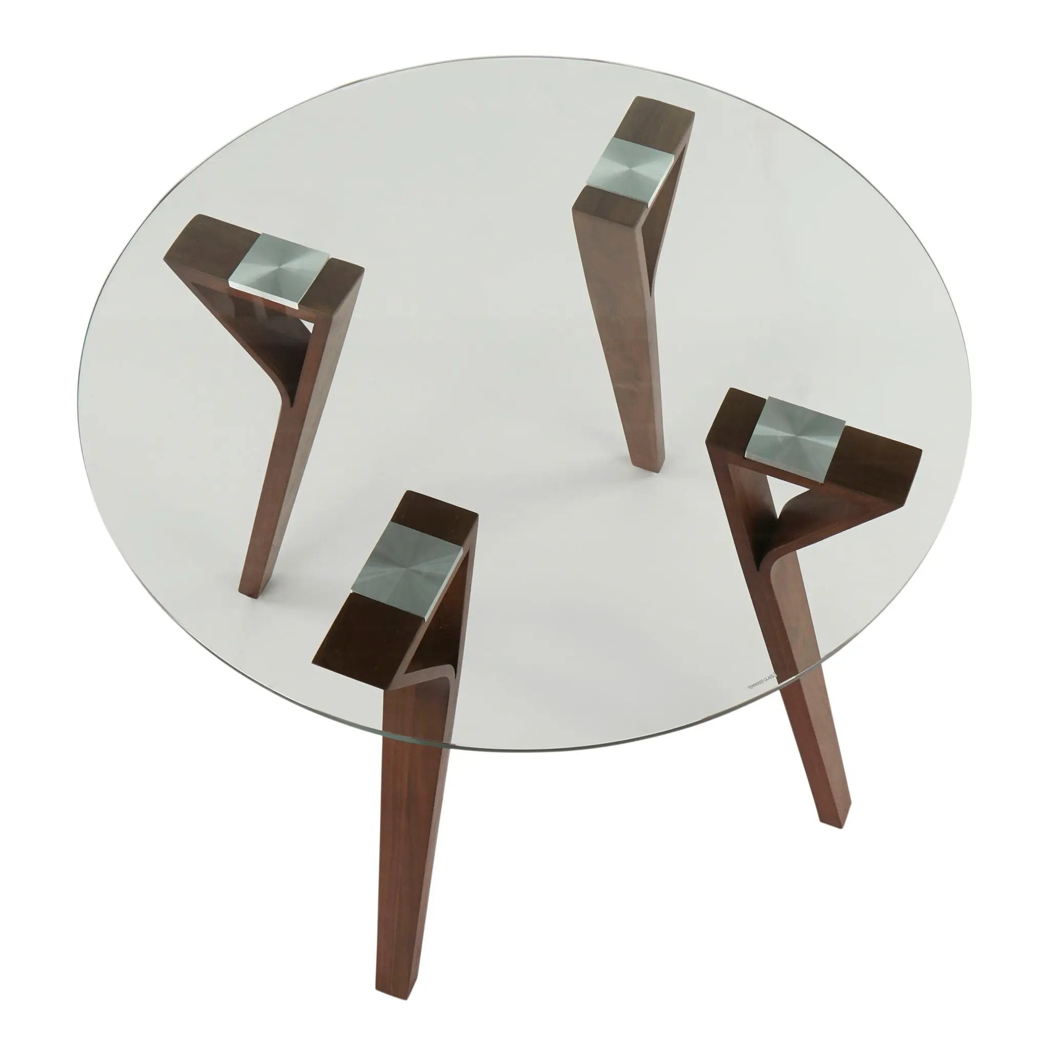 Folia - Mid-Century Modern Round Dinette Table - Walnut / Clear by Unique Piece Furniture