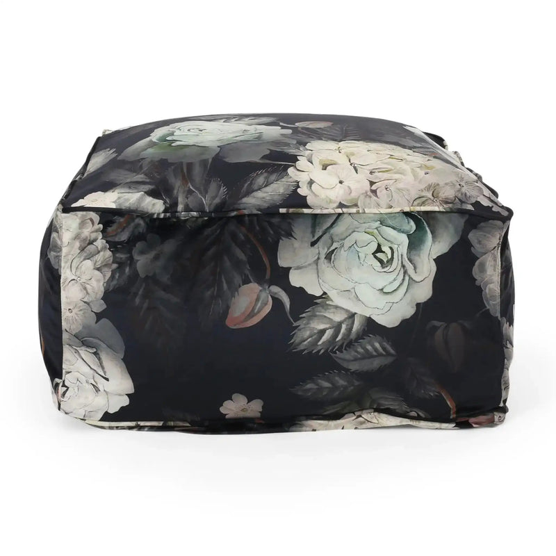 Hazel Large Square Pouf With Flower Print by HouseOfZazla