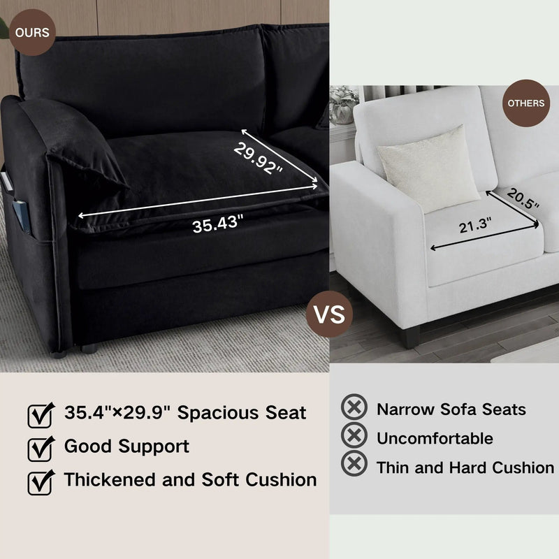 Modern Comfy Deep Seat Modular Sectional Sofa Cloud Couch With Ottoman by HouseOfZazla
