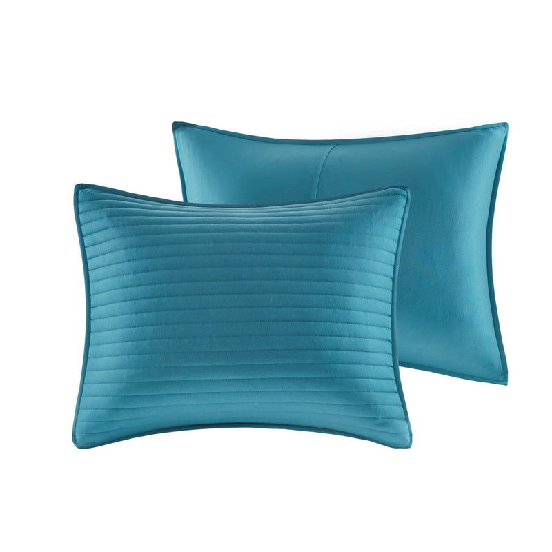 8 Piece Printed Seersucker Comforter and Quilt Set Collection Aqua Full/Queen by HouseOfZazla