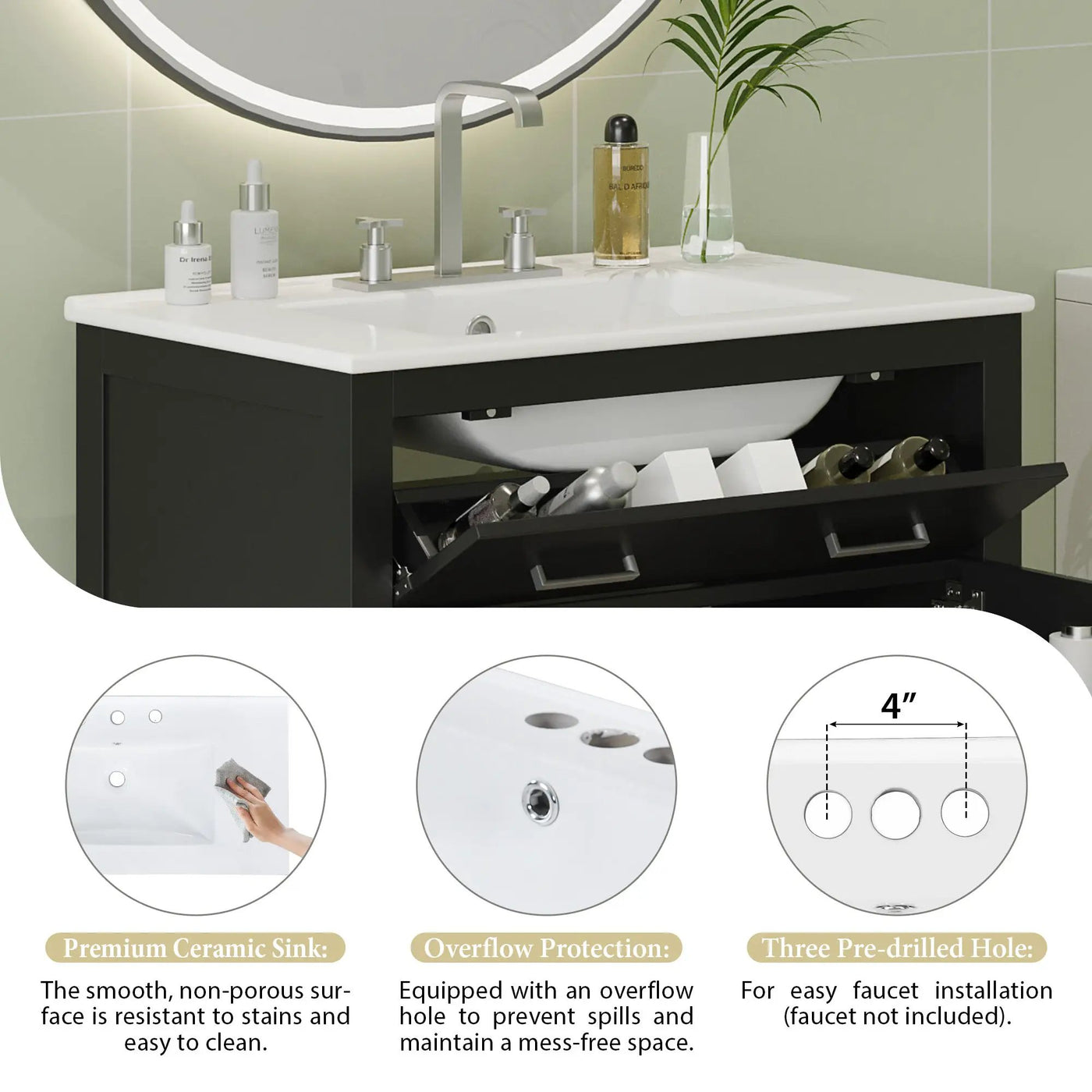 60" Modern Black Bathroom Vanity Set by HouseOfZazla