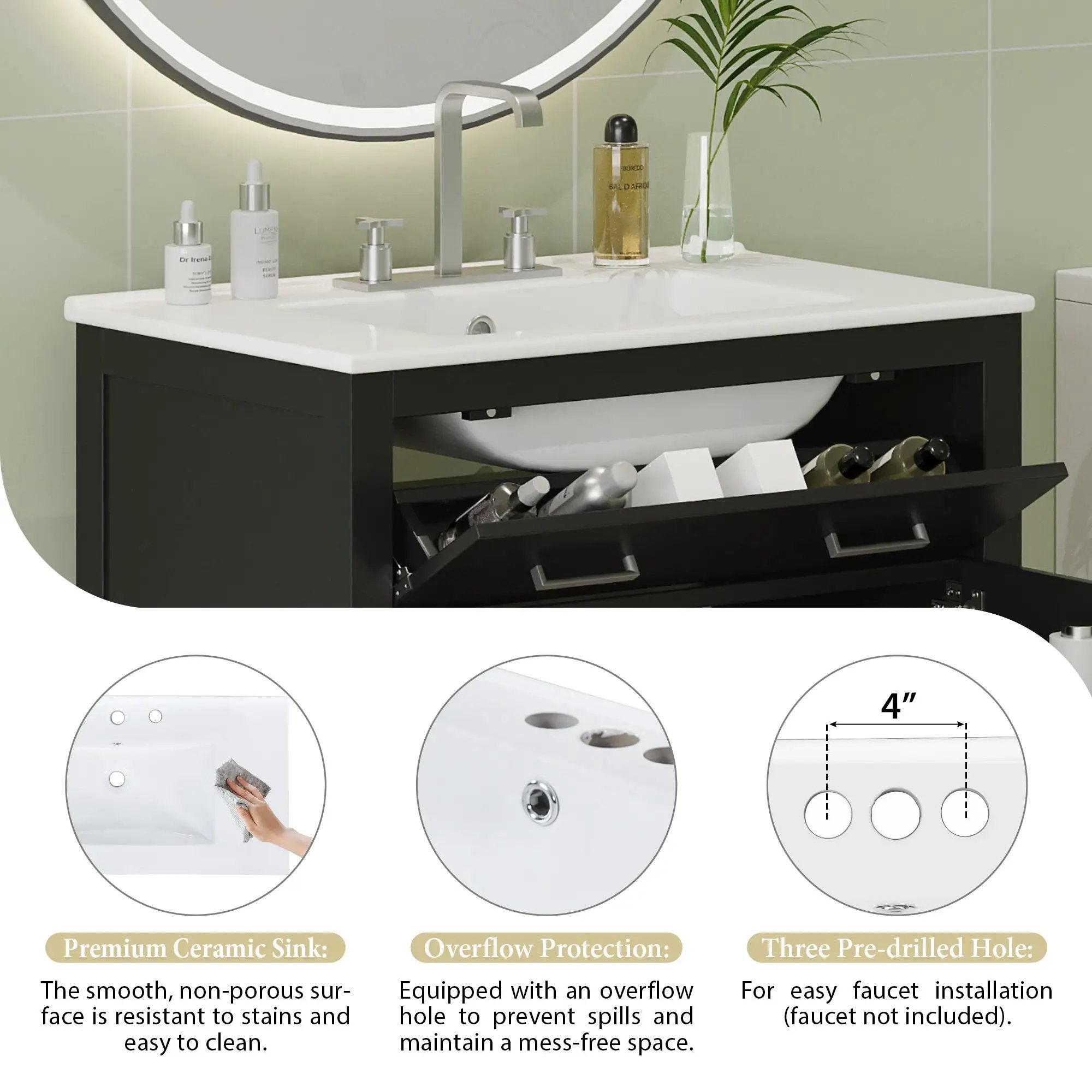 60" Modern Black Bathroom Vanity Set by HouseOfZazla