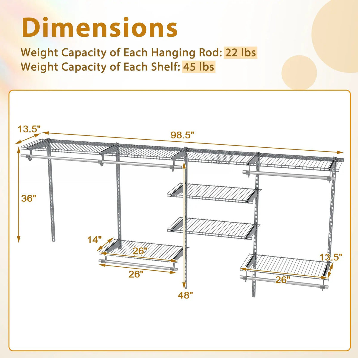 4-8 Feet Closet Organizers and Storage System with Hanging Rod for Laundry Bedroom, photo 9 of 16
