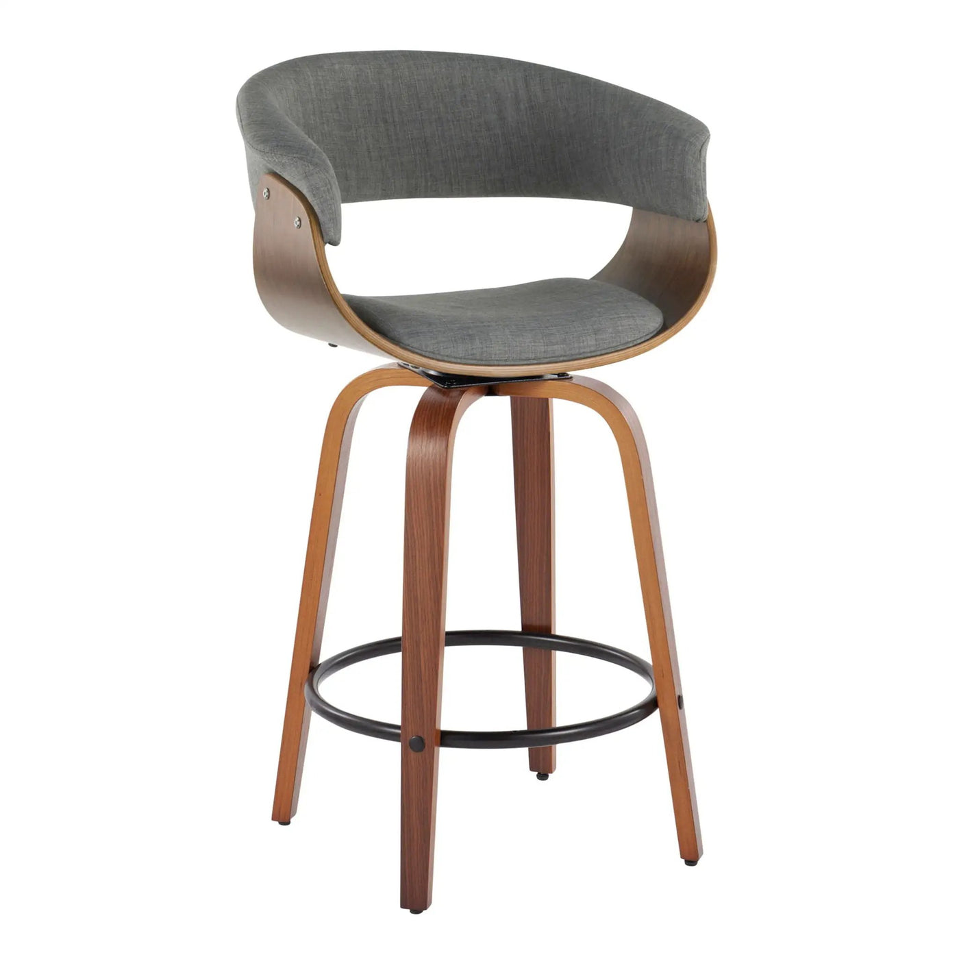 Vintage Mod - Mid Century Modern Fixed Height Counter Stool & Swivel With Round Footrest (Set of 2) by HouseOfZazla