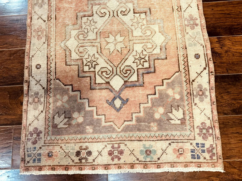 Antique Turkish Runner Rug 3 x 9.6, Farmhouse Rug, Geometric Runner, Handmade, Vintage Rug for Modern Home by Jewel Rugs