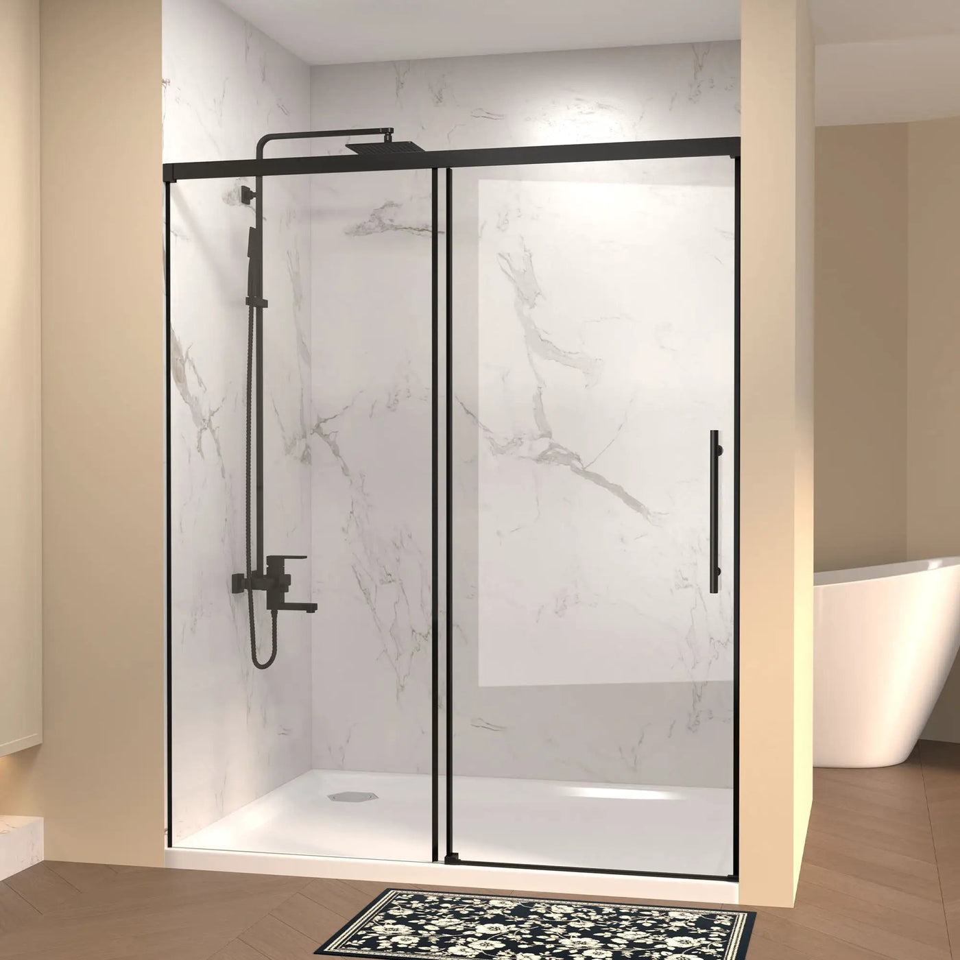 Frameless Single Sliding Shower Door by HouseOfZazla