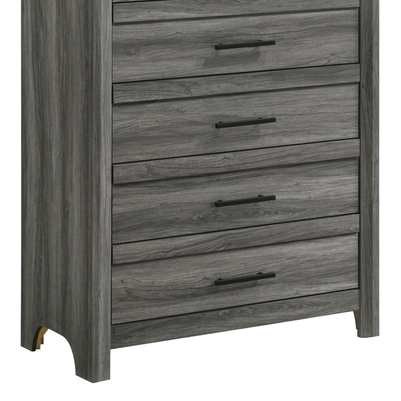 Denver - 5 Drawer Chest - Gray by HouseOfZazla