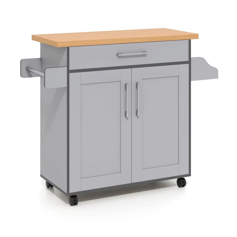Rolling Kitchen Island Cart with Towel and Spice Rack by DirectDeals