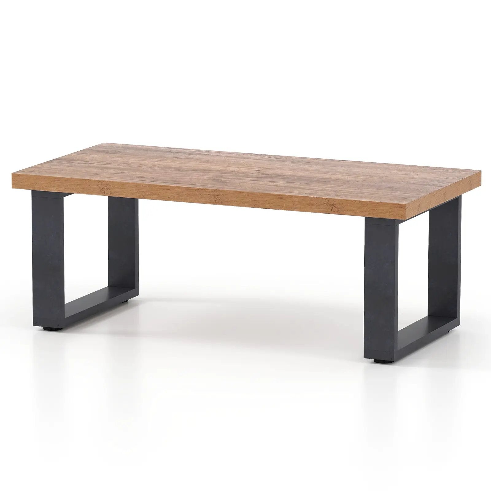 47 inch Farmhouse Style Rustic Coffee Table with Thickened Tabletop and Natural Wood Texture-Oak by DirectDeals
