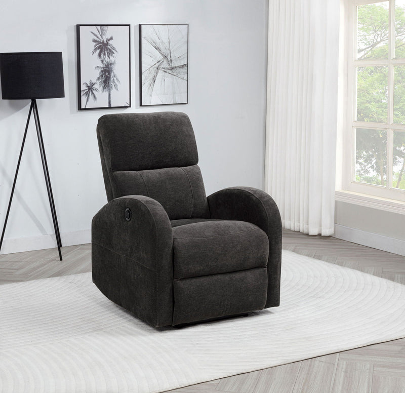 Grant Fabric Upholstered Power Recliner Chair Charcoal Grey by Unique Piece Furniture