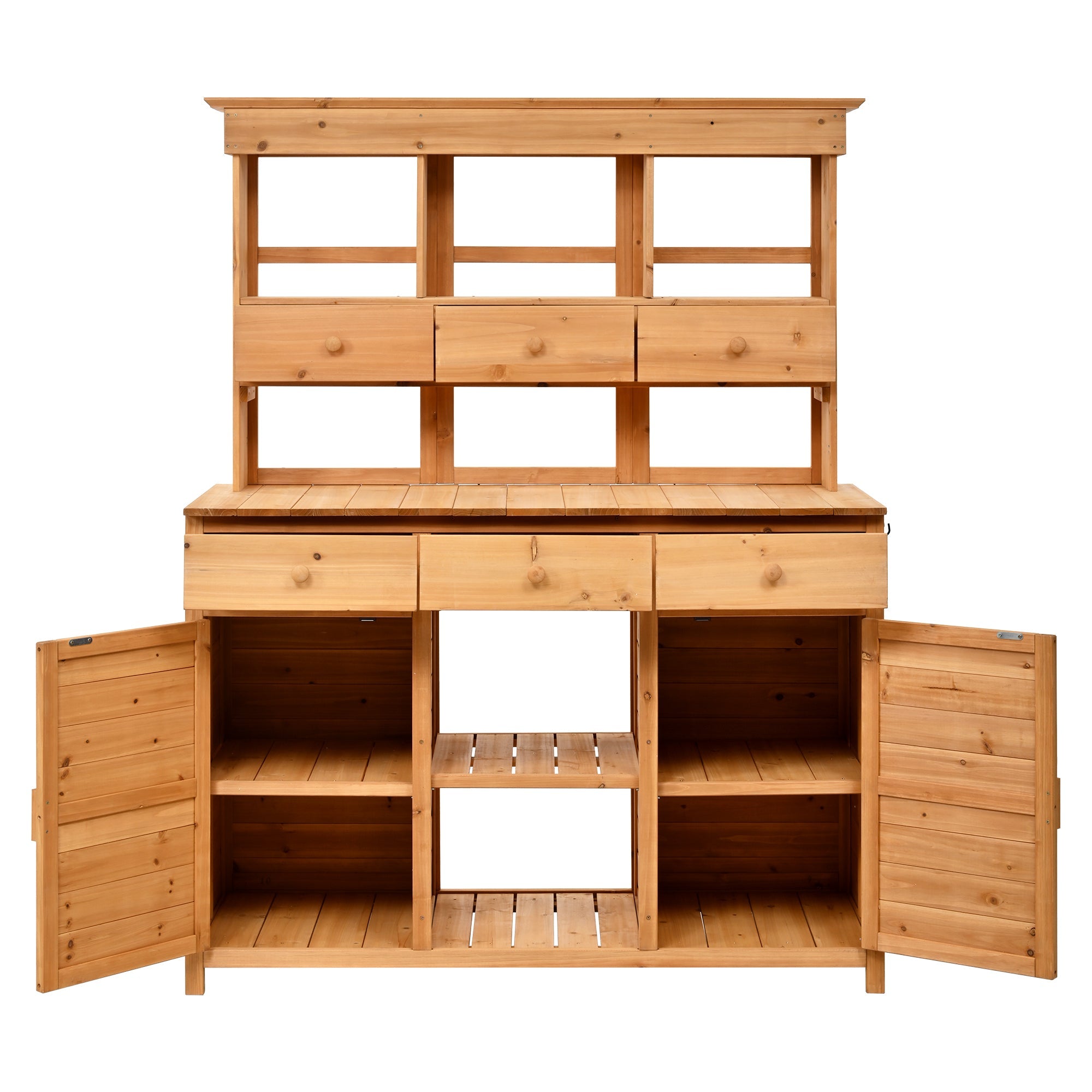 TOPMAX 65.7'' Tall Garden Potting Bench Table with Hutch by HouseOfZazla