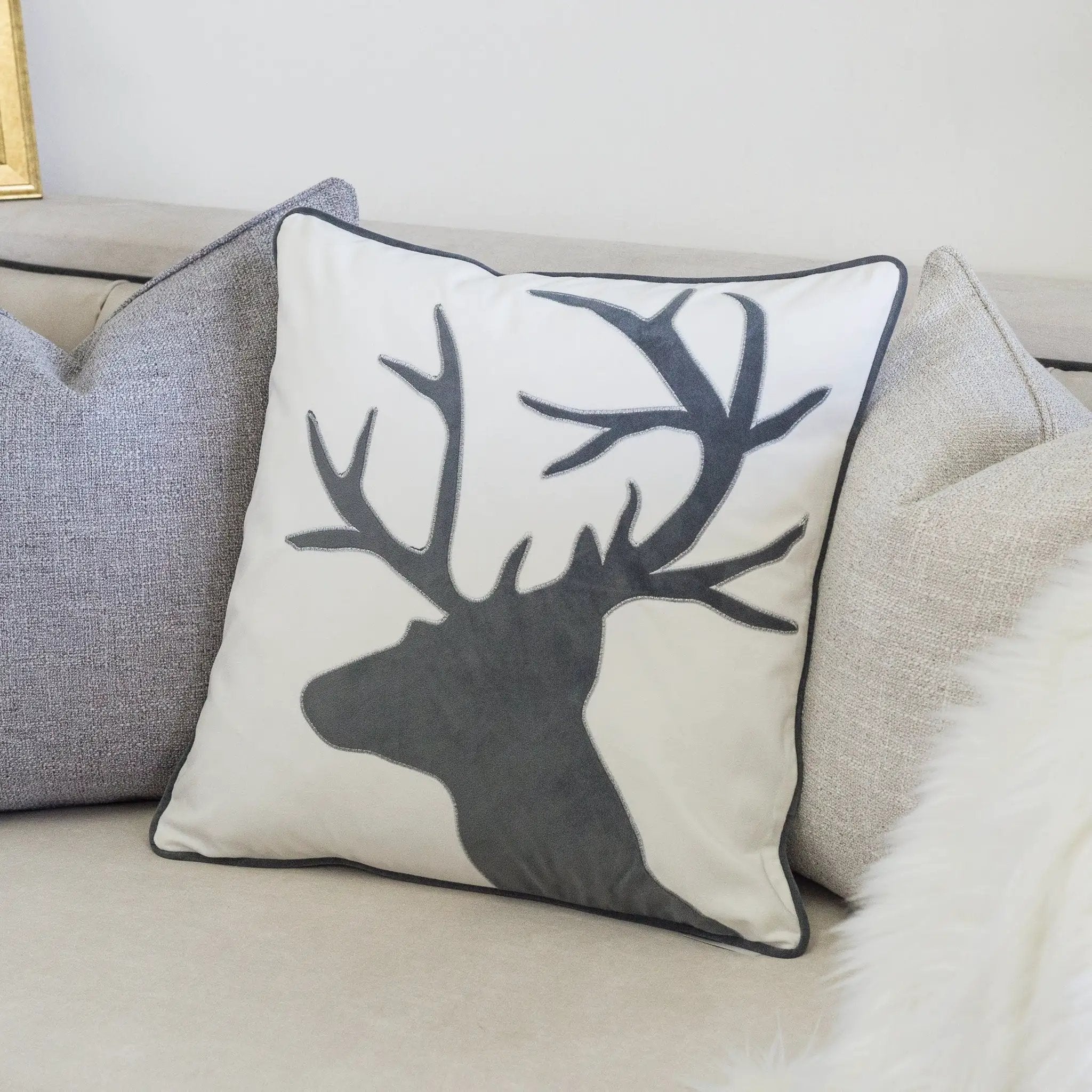 Holiday Reindeer Velvet Accent Pillow 20x20 by HouseOfZazla