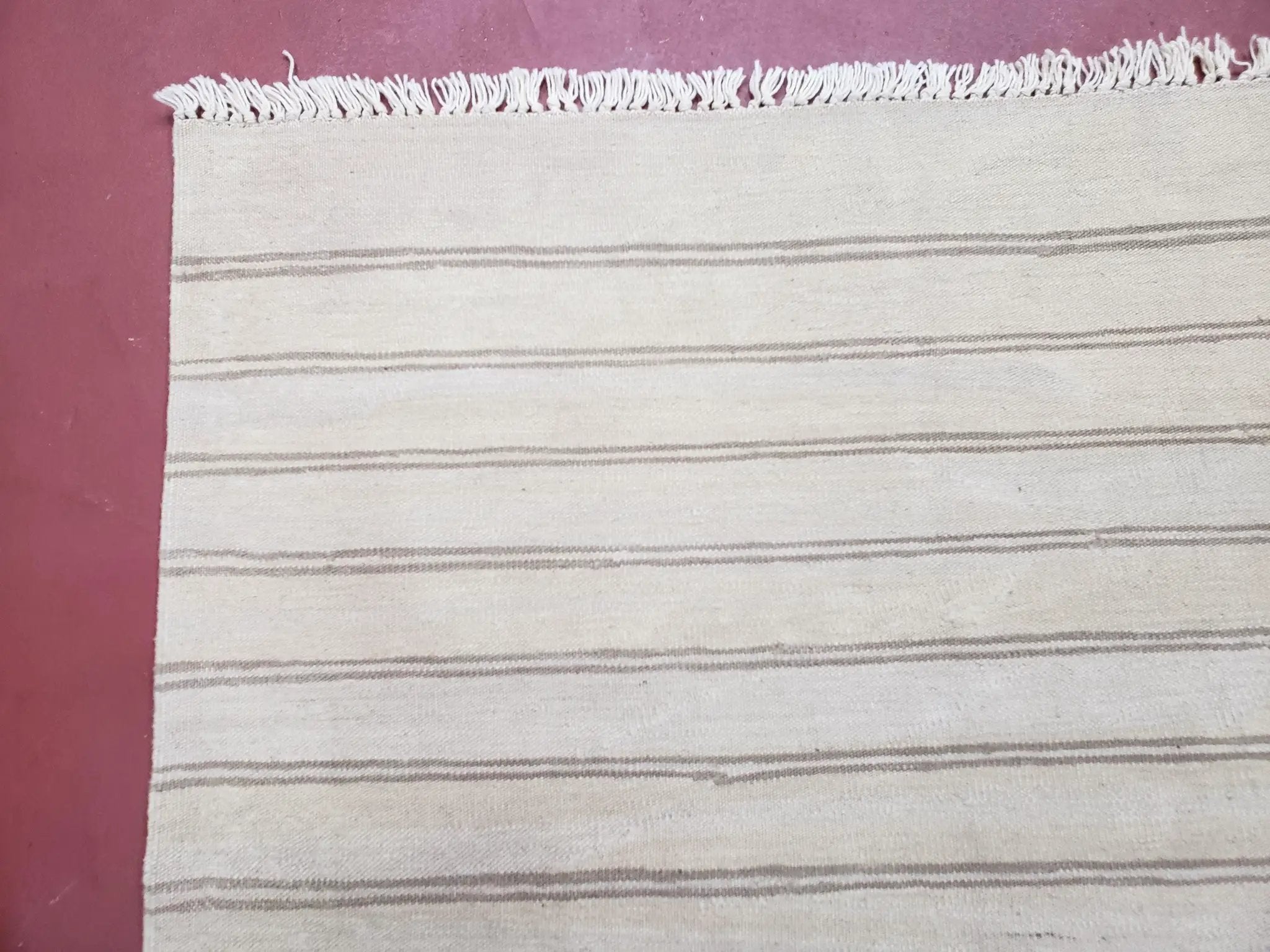 New Striped Turkish Kilim Area Rug 4x6 ft, Hand-Knotted, Wool, Light Gray, Earth Tone Decor, Flatweave Kilim, Two Toned Rug, Southwestern by Jewel Rugs