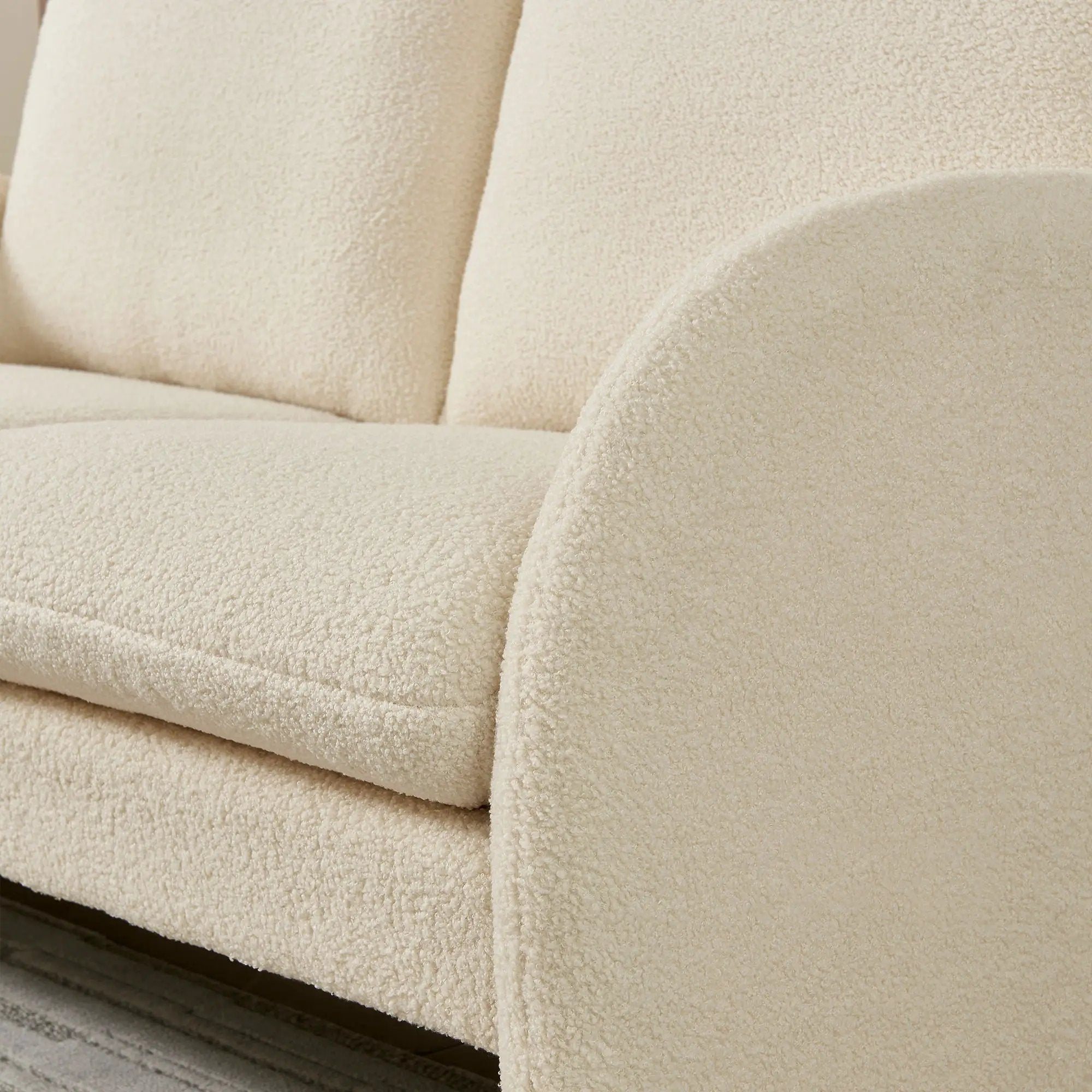 Loveseat Sofa Small Couch For Living Room, Sherpa Fabric Upholstered Loveseat Sofa Couch, Small Loveseat Sofa For Apartment, Bedroom by Unique Piece Furniture