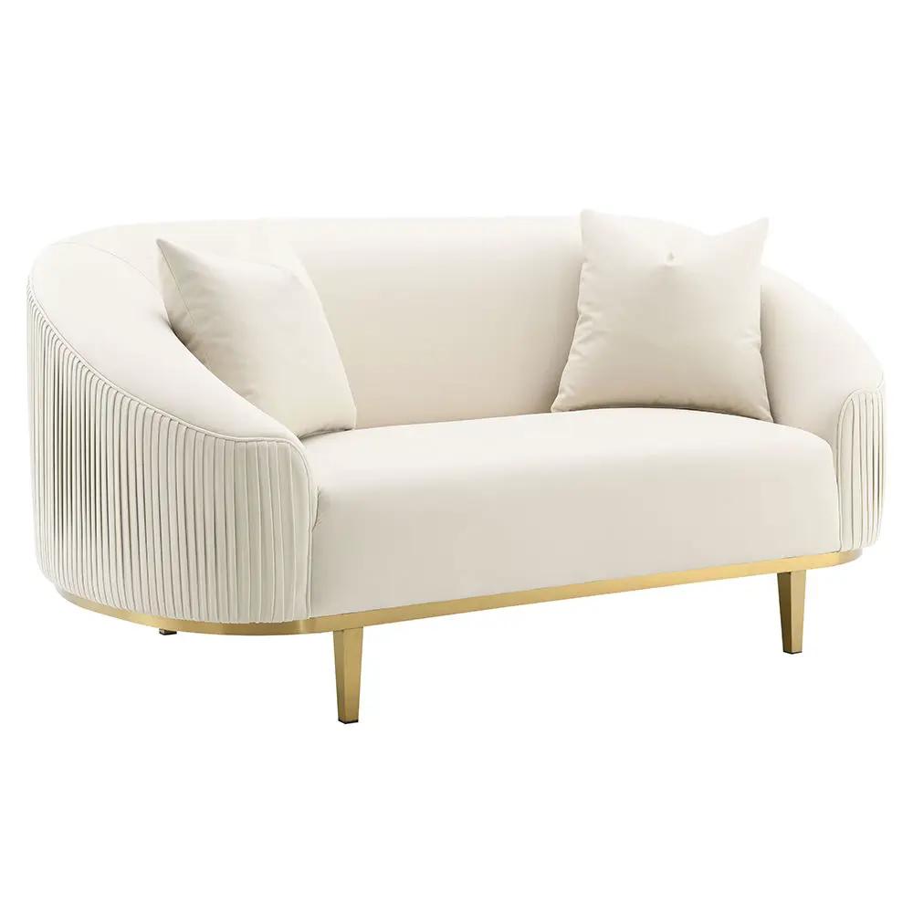 Martina - Loveseat With 2 Pillows - Ivory Velvet by Unique Piece Furniture
