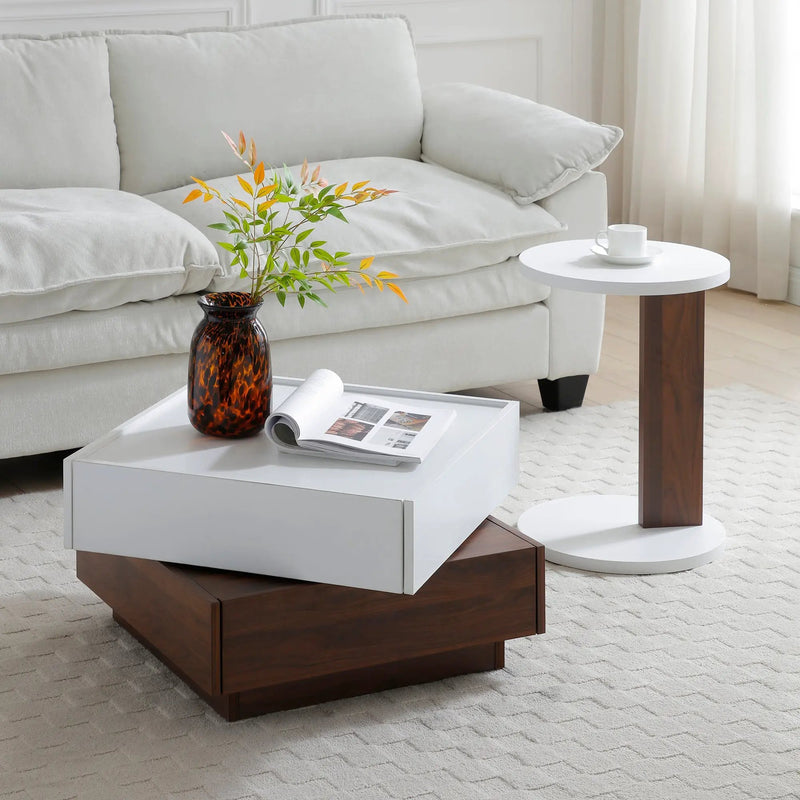 Rotating Coffee Table with 2 Drawers by HouseOfZazla
