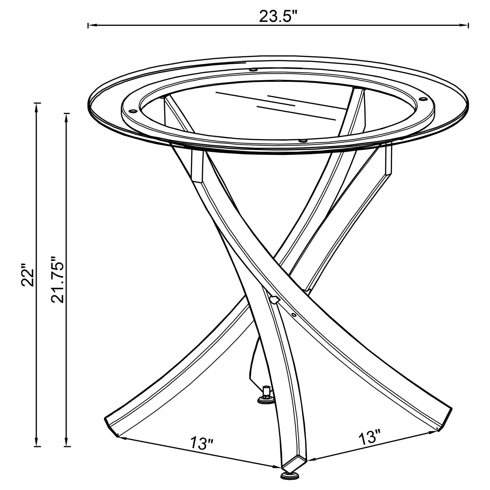 Brooke Round Glass Top Side End Table Metal Base Chrome by Unique Piece Furniture