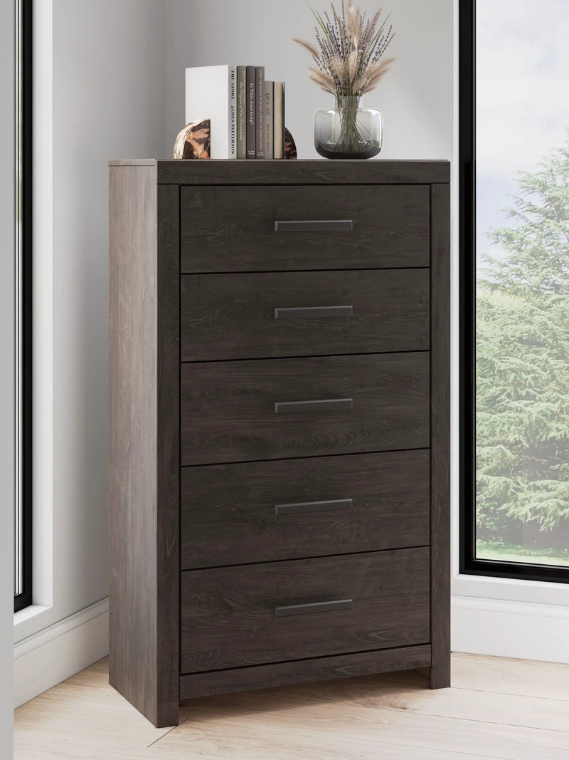 Prendonea - Five Drawer Chest - Charcoal by Unique Piece Furniture