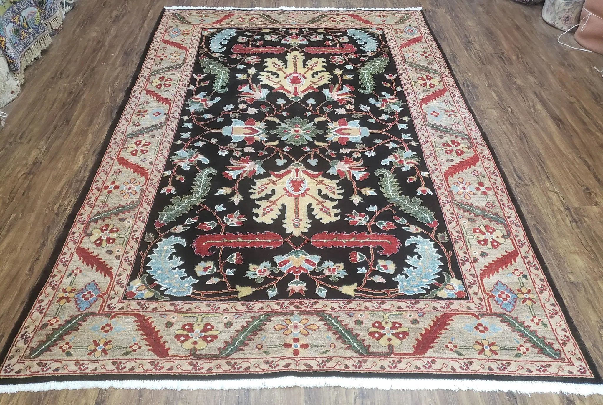 Peshawar Rug, 6x9 Rug, Hand Knotted Wool Area Rug, Black and Silver Rug, Unique Oriental Carpet, Handmade, Medium Sized Rug, Persian Rug by Jewel Rugs