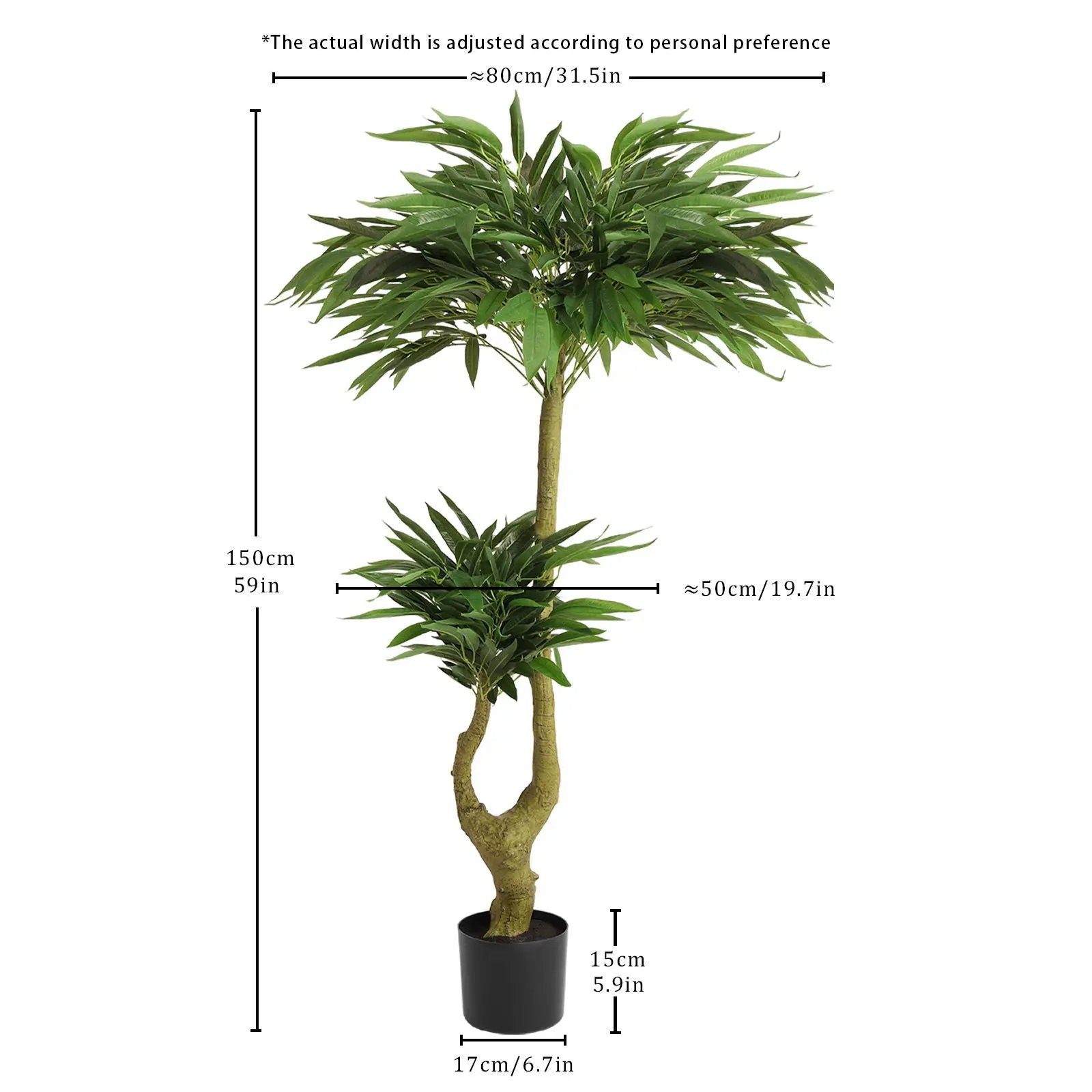 Artificial Dracaena Tree Indoor Faux ery Plant For Decoration, 150Cm - Green by Unique Piece Furniture