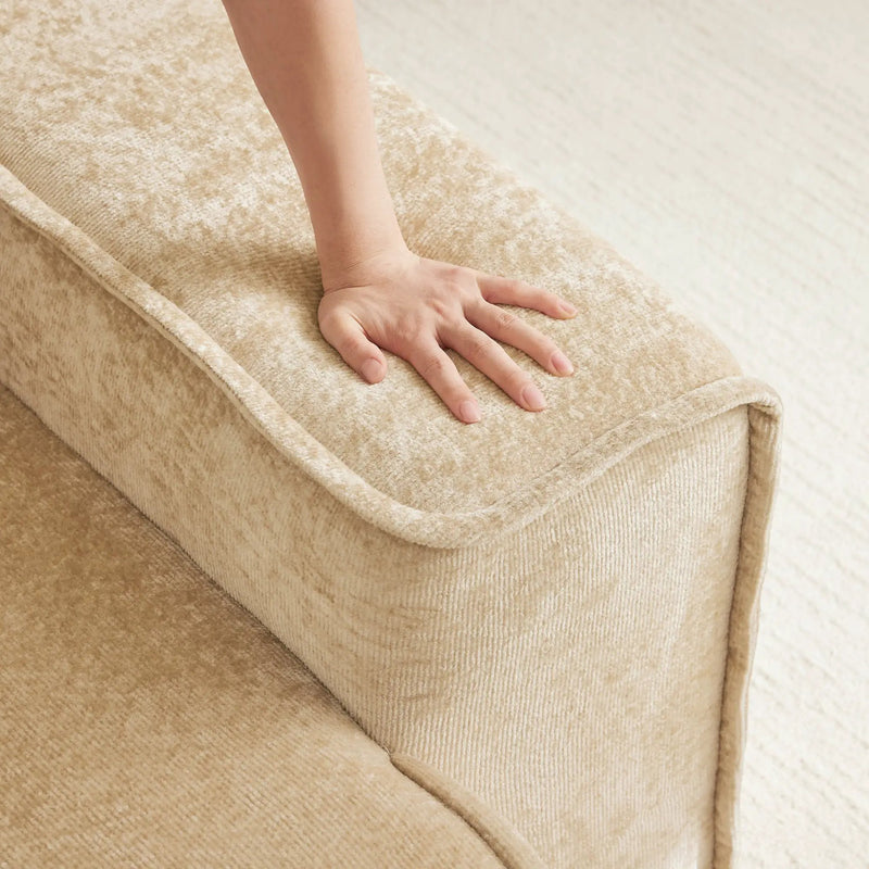 Armless Sofa Velvet-Light Camel by HouseOfZazla