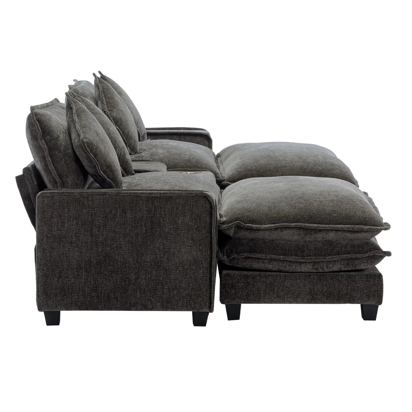 Modern Sectional Sofa With Removable Ottomans, USB Ports by HouseOfZazla