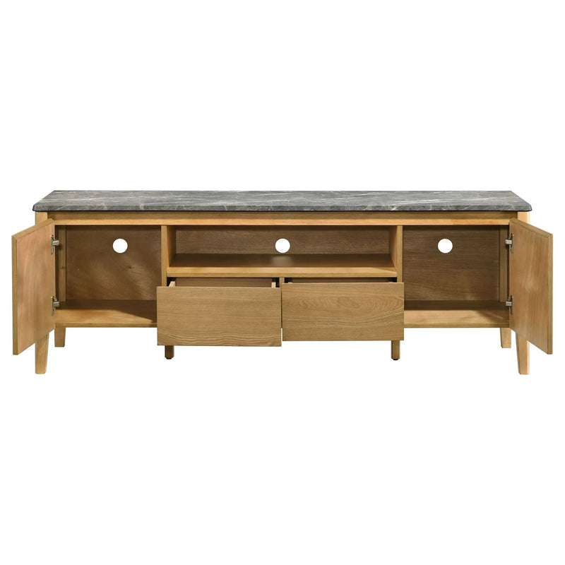 Bradley 63-inch 2-Door SmartTop TV Stand Grey and Natural by Unique Piece Furniture
