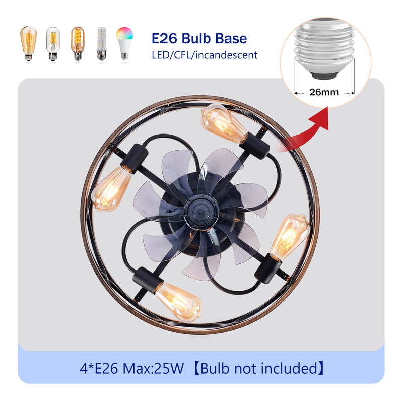 19-Inch 7-Blade Caged Flush Mount Ceiling Fan with Remote Control by HouseOfZazla