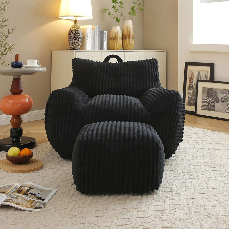 Giant Bean Bag Chair With Armrests And Footstool by Unique Piece Furniture